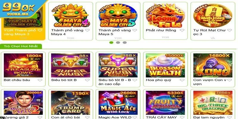 Slot game tại 99OK với đa dạng chủ đề đặc sắc